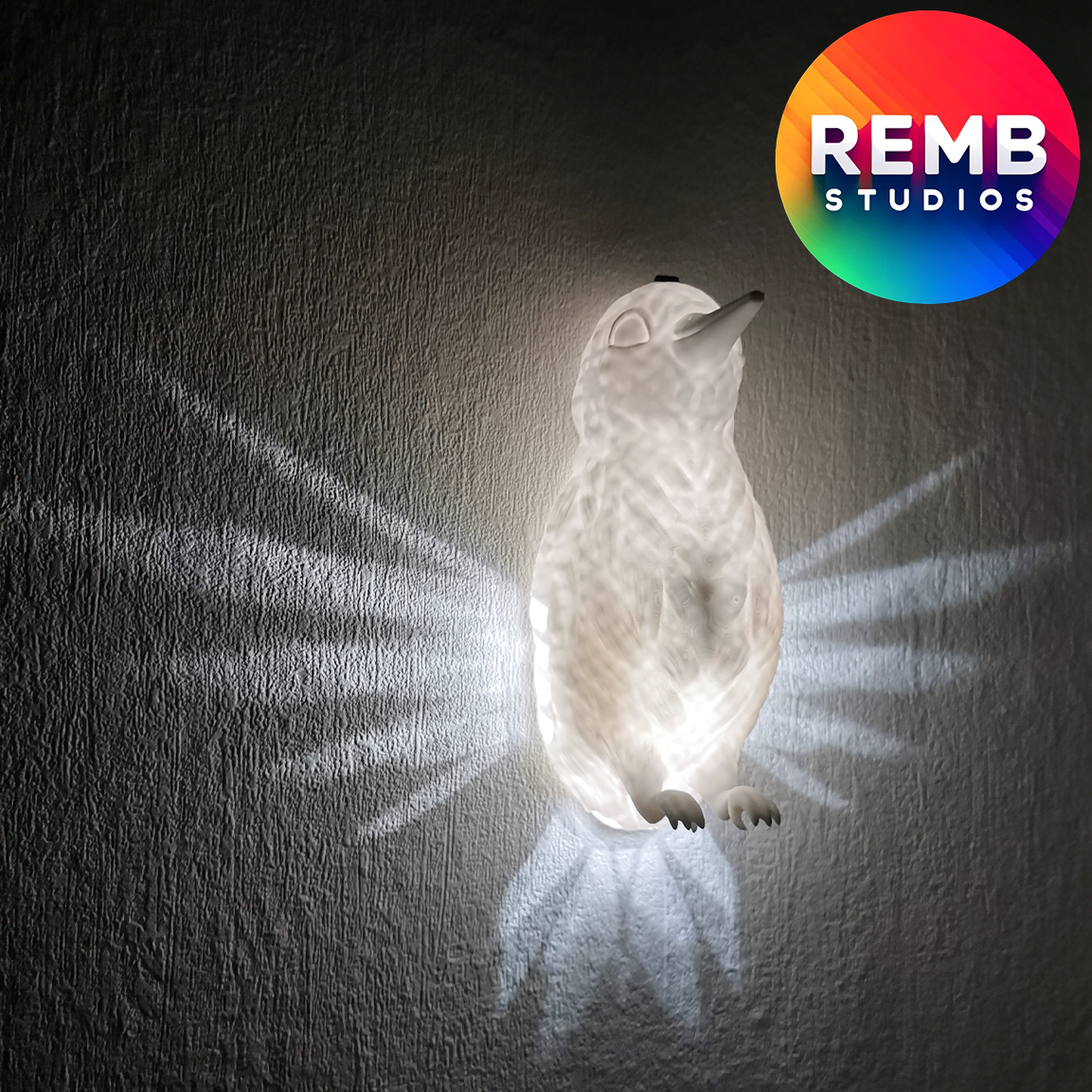 Hummingbird Lamp Remb Studios, STL file for 3D printing, STL print files, Print in Place